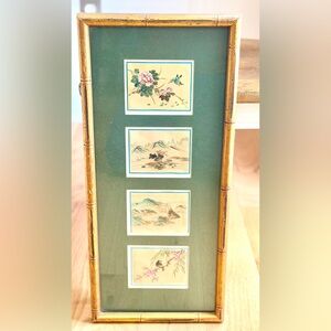 Vintage Chinese Silk Embroidery Framed Art – Birds & Plum Blossoms, 1960s-70s